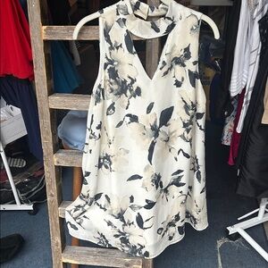 Peach Love California Floral Mini Dress - Black and Cream